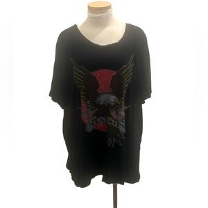Chaser  Black Graphic Tee with Eagle Design with Fearless Size 3X